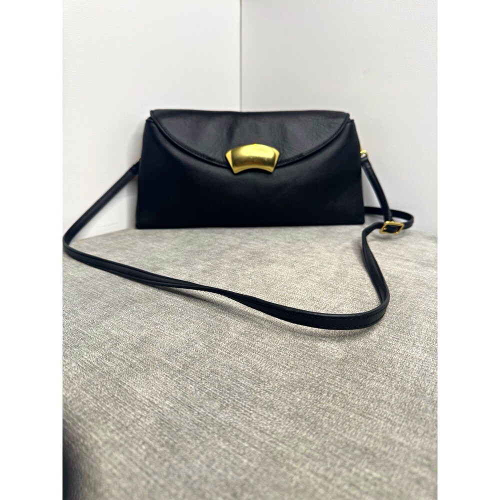 3.1 Phillip Lim Black Crossbody Clutch Gold Hardware Detachable Strap Pockets